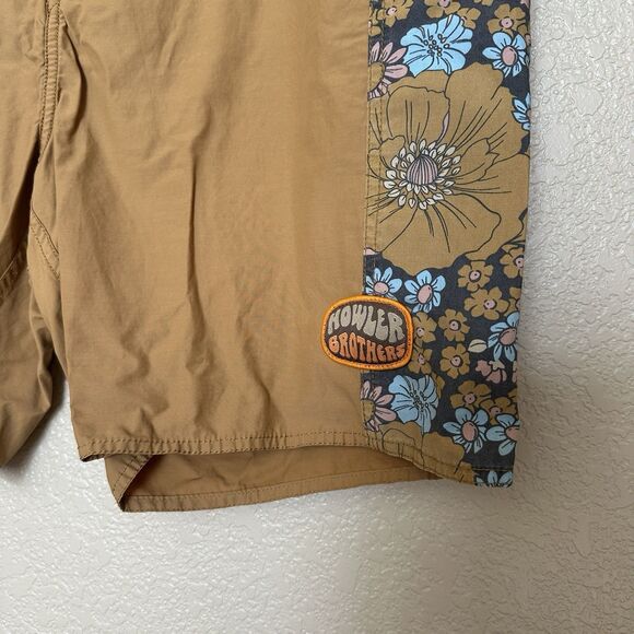 Howler Brothers Men's Ensueno Boardshorts yellow brown pink Flowers Floral 36 - Picture 2 of 7